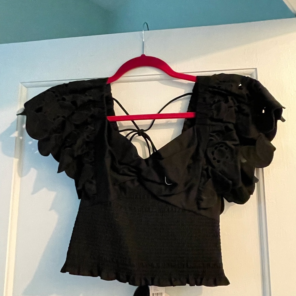 Anthropologie “hope for flowers” black low back top